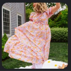 Ivy City Co. Pink and Orange Floral Dress